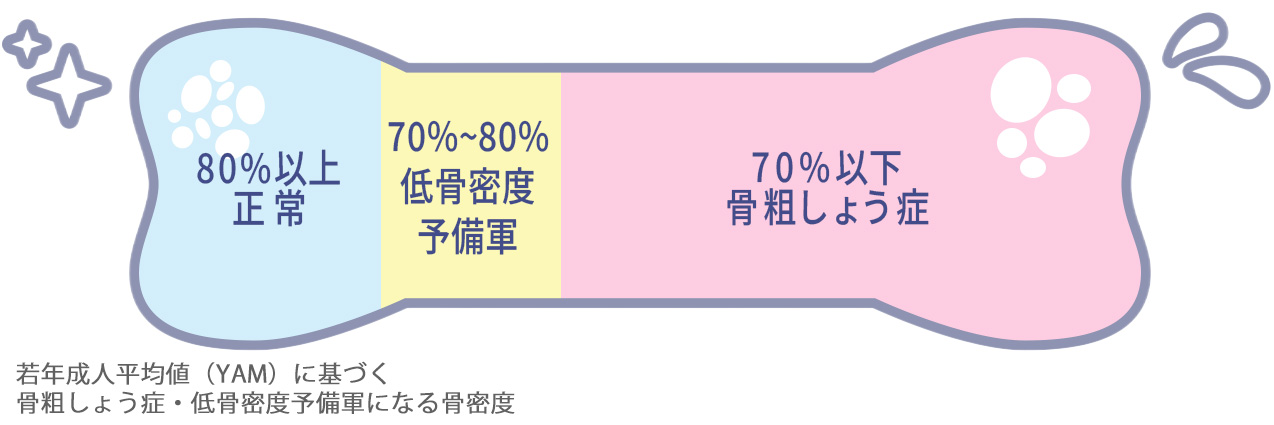 若年成人平均値（YAM）に基づく骨粗しょう症・低骨密度予備軍になる骨密度